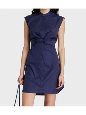 rag & bone Navy LouisaTwist-Front Blue cotton  Dress size 4